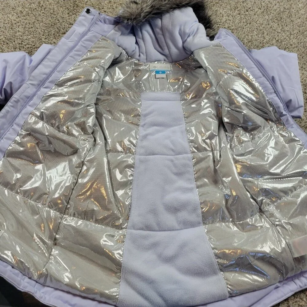 Columbia Nordic Strider II Jacket Girls Large Snowdrift Full Zip Hooded Faux Fur
